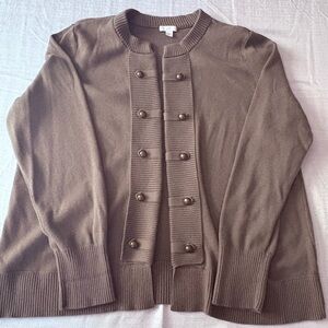 J. Jill Double-Breasted Brown Cardigan